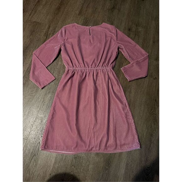 J Crew Pink Velvet Dress Size 00 Tulip Faux Wrap Front Elastic Waist Stretch - Picture 6 of 10